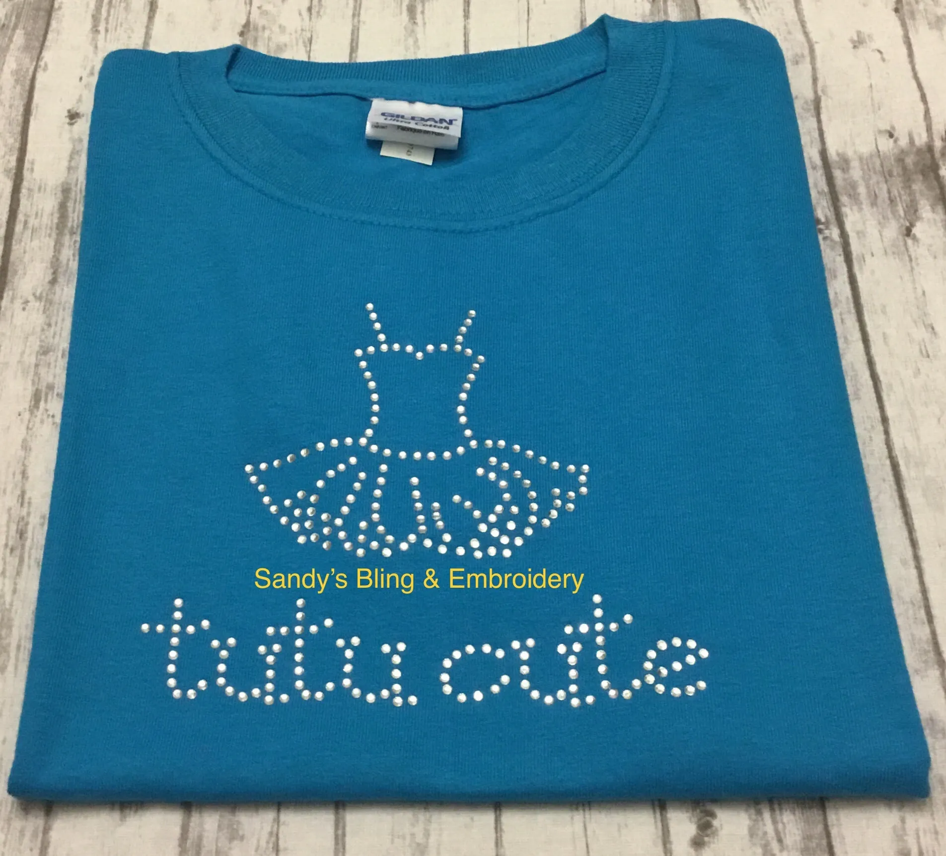 Youth Sapphire Dance Tutu Cute Rhinestone T-shirt